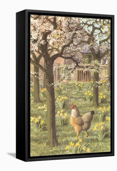 Chickens in the Spring-null-Framed Stretched Canvas