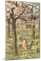 Chickens in the Spring-null-Mounted Art Print