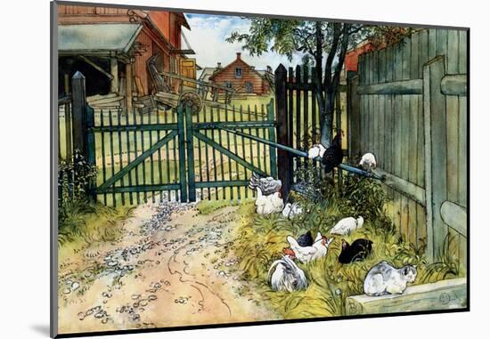 Chickens in the Yard, 1904-Carl Larsson-Mounted Art Print