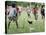 Chickens Run to Avoid a Soccer Game Played by Children from Lolovoli Village on the Island of Ambae-null-Stretched Canvas