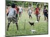 Chickens Run to Avoid a Soccer Game Played by Children from Lolovoli Village on the Island of Ambae-null-Mounted Photographic Print
