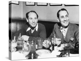 Chico (Left) and Groucho Marx at Lunch in the Famous Brown Derby Restaurant in Hollywood-null-Stretched Canvas