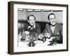 Chico (Left) and Groucho Marx at Lunch in the Famous Brown Derby Restaurant in Hollywood-null-Framed Premium Photographic Print