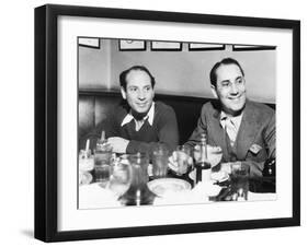 Chico (Left) and Groucho Marx at Lunch in the Famous Brown Derby Restaurant in Hollywood-null-Framed Photo