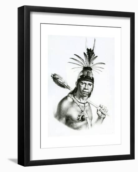 Chief Camacan Mongoyo from 'A Pitoresque and Historical Trip to Brazil' by Jean Baptist Debret-Charles Etienne Pierre Motte-Framed Giclee Print