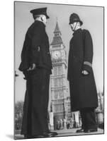 Chief Inspector of Metropolitan Police Stopping for Word with Police Constable in Parliament Square-David Scherman-Mounted Photographic Print