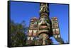 Chief Johnson Tlingit totem pole, beautiful sunny summer day, Ketchikan, Southern Panhandle, Southe-Eleanor Scriven-Framed Stretched Canvas