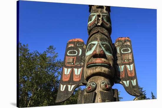 Chief Johnson Tlingit totem pole, beautiful sunny summer day, Ketchikan, Southern Panhandle, Southe-Eleanor Scriven-Stretched Canvas