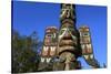 Chief Johnson Tlingit totem pole, beautiful sunny summer day, Ketchikan, Southern Panhandle, Southe-Eleanor Scriven-Stretched Canvas