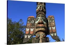 Chief Johnson Tlingit totem pole, beautiful sunny summer day, Ketchikan, Southern Panhandle, Southe-Eleanor Scriven-Stretched Canvas