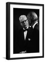 Chief Justice Earl Warren Speaking with President Lyndon Johnson, May 11, 1968-null-Framed Photo