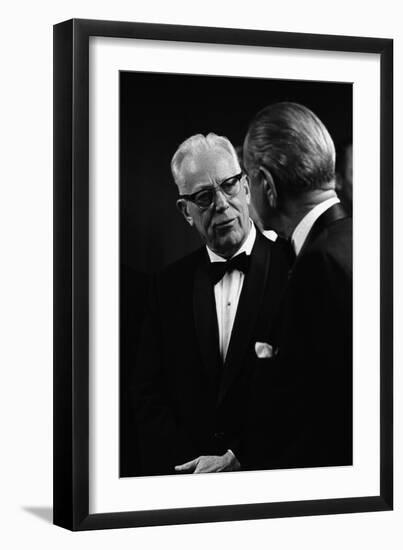 Chief Justice Earl Warren Speaking with President Lyndon Johnson, May 11, 1968-null-Framed Photo