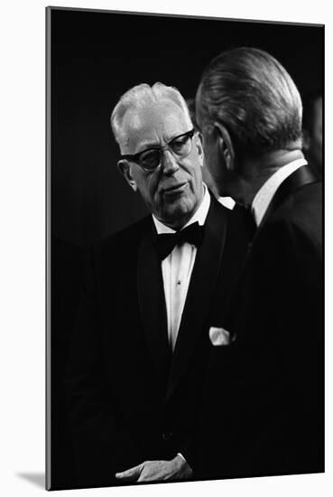Chief Justice Earl Warren Speaking with President Lyndon Johnson, May 11, 1968-null-Mounted Photo