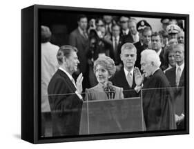 Chief Justice Warren Burger Administers the Oath of Office to Ronald Reagan, January 20, 1981-null-Framed Stretched Canvas