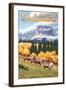 Chief Mountain and Big Horn Sheep - Glacier National Park, Montana-Lantern Press-Framed Art Print