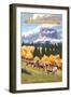 Chief Mountain and Big Horn Sheep - Glacier National Park, Montana-Lantern Press-Framed Art Print