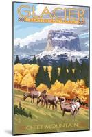 Chief Mountain and Big Horn Sheep - Glacier National Park, Montana-Lantern Press-Mounted Art Print