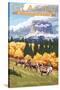 Chief Mountain and Big Horn Sheep - Glacier National Park, Montana-Lantern Press-Stretched Canvas