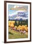 Chief Mountain and Big Horn Sheep - Glacier National Park, Montana-Lantern Press-Framed Art Print