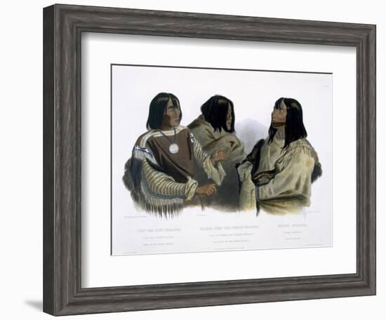 Chief of Blood Indians, War Chief of Piekann Indians and a Koutani Indian, Engraved Hurlimann, 1844-Karl Bodmer-Framed Giclee Print