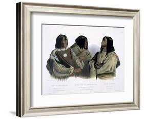 Chief of Blood Indians, War Chief of Piekann Indians and a Koutani Indian, Engraved Hurlimann, 1844-Karl Bodmer-Framed Giclee Print