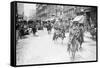 Chief of Police Copelan Mounted on Horseback Protects Trolleys in Cincinnati Strike-null-Framed Stretched Canvas