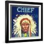 Chief Orange Label - Redlands, CA-Lantern Press-Framed Art Print