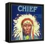 Chief Orange Label - Redlands, CA-Lantern Press-Framed Stretched Canvas