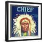 Chief Orange Label - Redlands, CA-Lantern Press-Framed Art Print