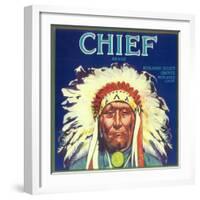 Chief Orange Label - Redlands, CA-Lantern Press-Framed Art Print