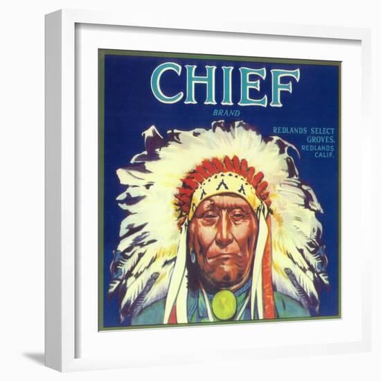 Chief Orange Label - Redlands, CA-Lantern Press-Framed Art Print