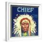 Chief Orange Label - Redlands, CA-Lantern Press-Framed Art Print