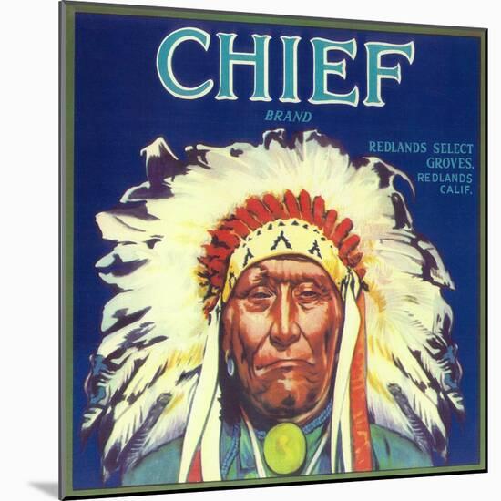 Chief Orange Label - Redlands, CA-Lantern Press-Mounted Art Print