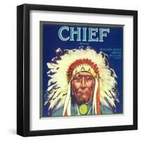 Chief Orange Label - Redlands, CA-Lantern Press-Framed Art Print