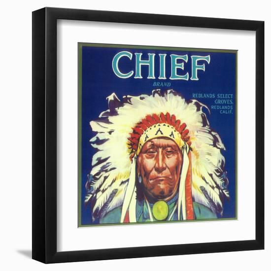 Chief Orange Label - Redlands, CA-Lantern Press-Framed Art Print