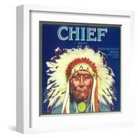 Chief Orange Label - Redlands, CA-Lantern Press-Framed Art Print