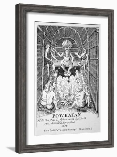 Chief Powhatan, Smith's General Historie of Virginia, New England and the Summer Isles, c.1624-null-Framed Giclee Print