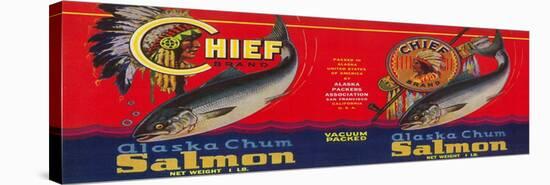 Chief Salmon Can Label - San Francisco, CA-Lantern Press-Stretched Canvas