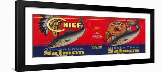 Chief Salmon Can Label - San Francisco, CA-Lantern Press-Framed Art Print