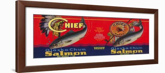 Chief Salmon Can Label - San Francisco, CA-Lantern Press-Framed Art Print