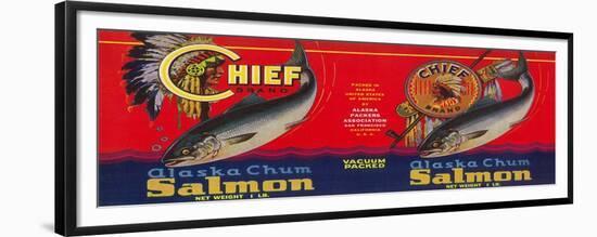 Chief Salmon Can Label - San Francisco, CA-Lantern Press-Framed Premium Giclee Print