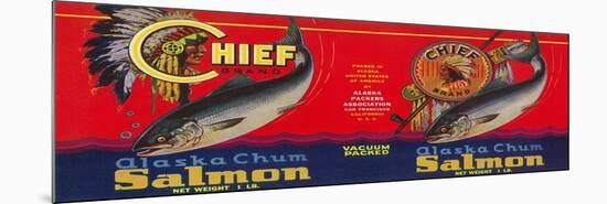 Chief Salmon Can Label - San Francisco, CA-Lantern Press-Mounted Premium Giclee Print