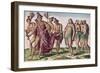Chief Satouriona and His Wife Go for a Walk, Plate XXXIX from "Brevis Narratio.."-Jacques Le Moyne-Framed Giclee Print