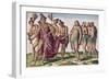 Chief Satouriona and His Wife Go for a Walk, Plate XXXIX from "Brevis Narratio.."-Jacques Le Moyne-Framed Giclee Print