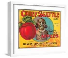 Chief Seattle Brand Wenatchee Valley Apples-null-Framed Art Print