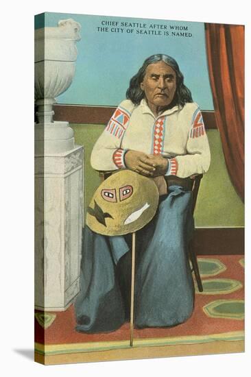 Chief Seattle with Basket-null-Stretched Canvas
