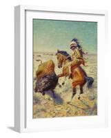 Chief Spotted Tail Shooting Buffalo, c.1894-Louis Maurer-Framed Giclee Print