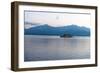 Chiemsee (lake) in winter, December light, boat trip, Hochfelln (mountain)-Christine Meder stage-art.de-Framed Photographic Print