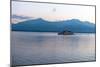 Chiemsee (lake) in winter, December light, boat trip, Hochfelln (mountain)-Christine Meder stage-art.de-Mounted Photographic Print