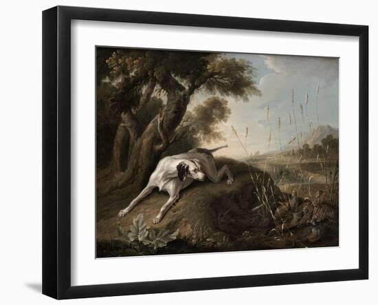 Chien à l'arrêt sur des perdrix-Christophe Huet-Framed Giclee Print